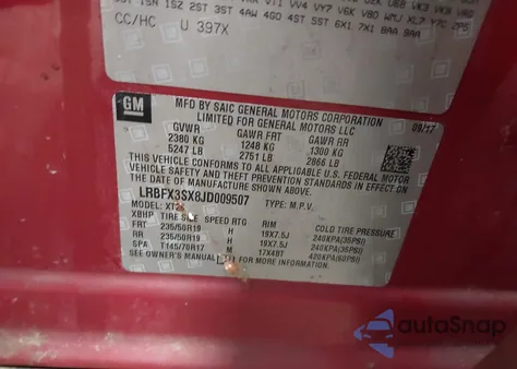 2018 Buick Envision Premium I from USA, damaged, VIN LRBFX3SX8JD009507